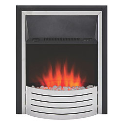 Glen Fulford Stainless Steel / Black Switch Control Plug-In Electric Inset Fire 510mm x 156mm x 605mm