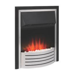 Glen Fulford Stainless Steel/Black Switch Control Plug-In Electric Inset Fire 510mm x 156mm x 605mm