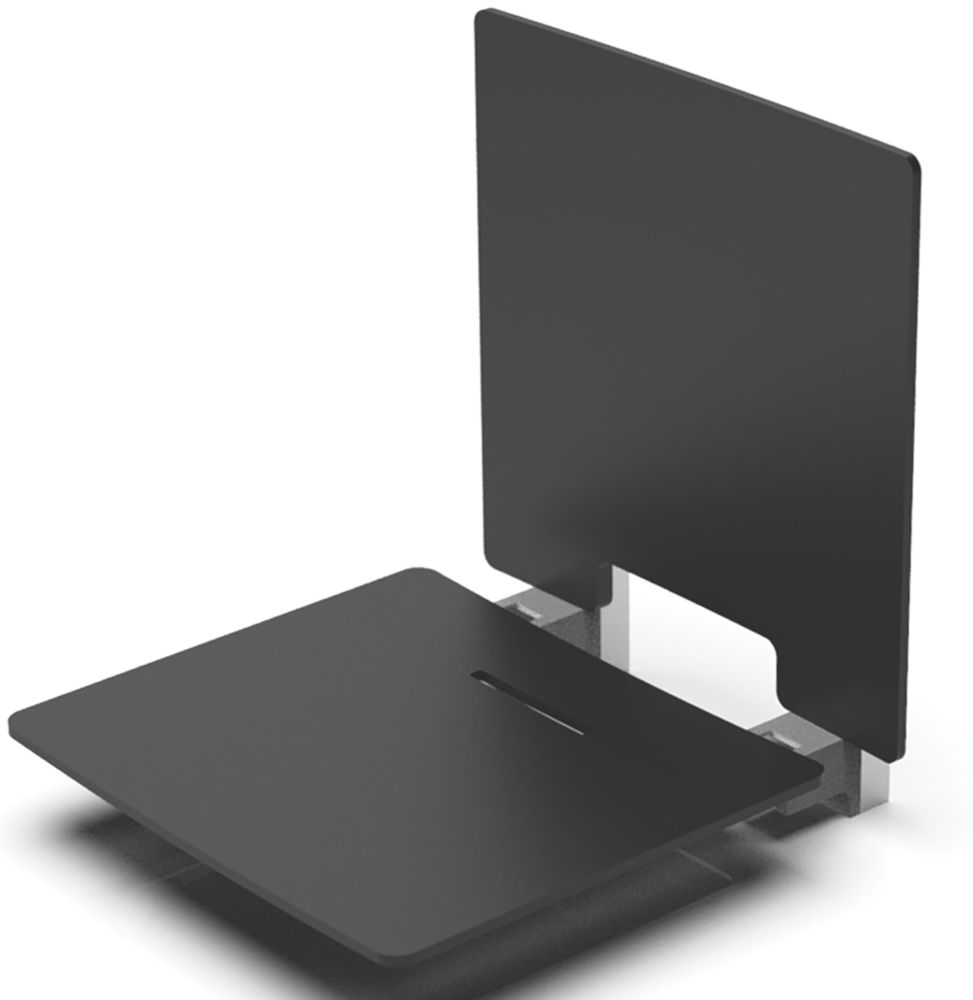 Nymas WallMounted Shower Seat with Back Rest Black Screwfix