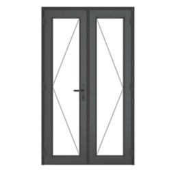 Crystal  Anthracite Grey Triple-Glazed uPVC French Door Set 2090mm x 1190mm