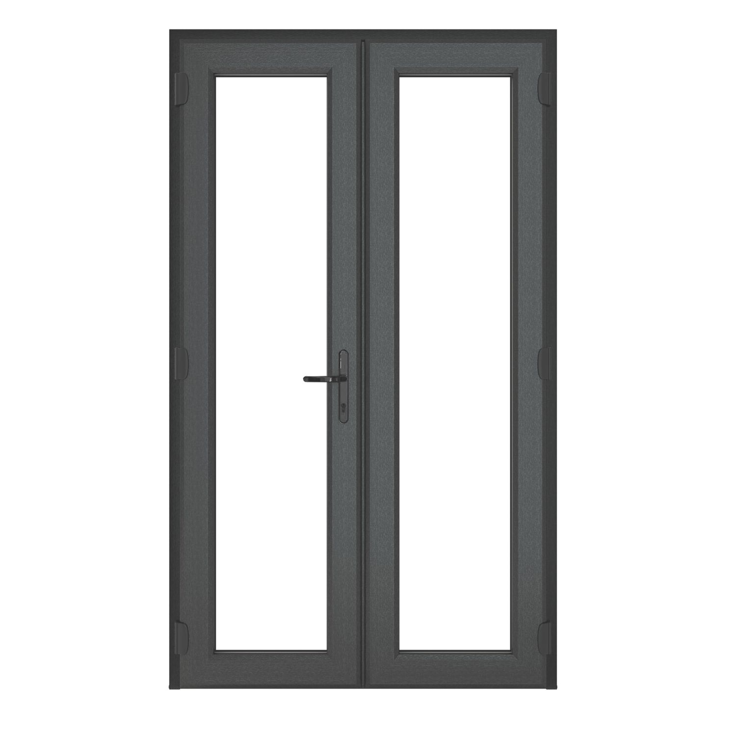 Crystal Anthracite Grey Triple-Glazed uPVC French Door Set 2090mm x 1190mm (158JN)