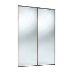 Spacepro Classic 2-Door Sliding Wardrobe Door Kit Nickel Frame Mirror Panel 1793mm x 2260mm