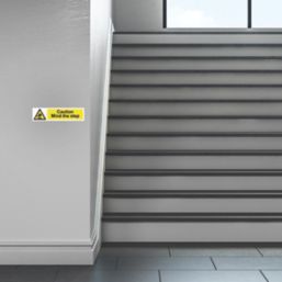 'Caution Mind the Step' Sign 50mm x 200mm