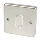 Hager Sollysta WRPS16BSW 10A 1-Gang Intermediate Switch Brushed Steel with White Inserts