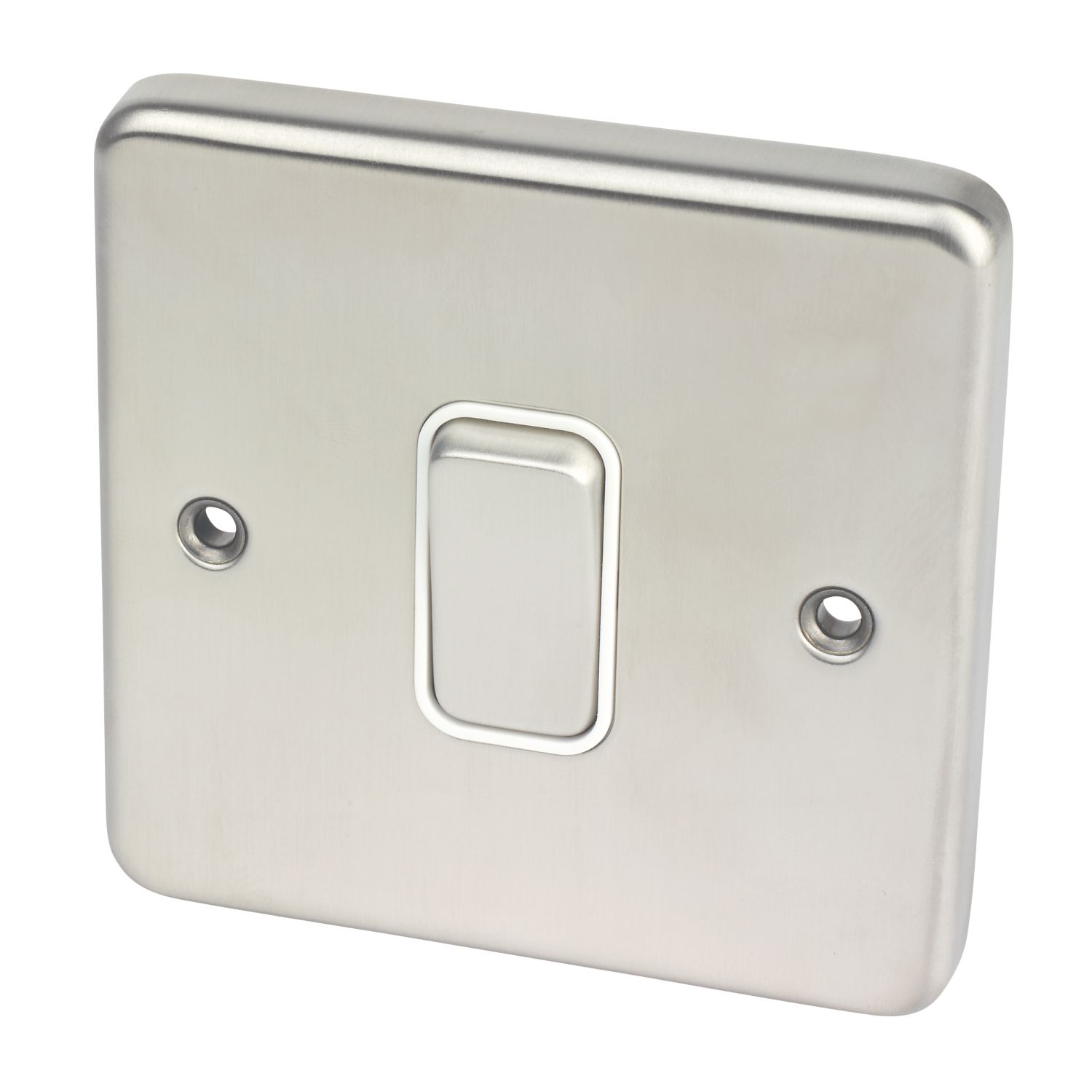 Hager Sollysta WRPS16BSW 10A 1-Gang Intermediate Switch Brushed Steel with White Inserts (159AM)
