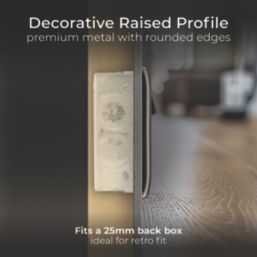 British General Nexus Metal 13A 2-Gang DP Switched Plug Sockets Black Nickel  with Black Inserts 5 Pack