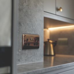 British General Nexus Metal 13A 2-Gang DP Switched Plug Sockets Black Nickel  with Black Inserts 5 Pack