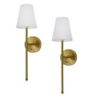 UME  Multi Colour Rechargeable LED Gold Wall Lights with Tapered Shade 4.9W 200lm 2 Pack