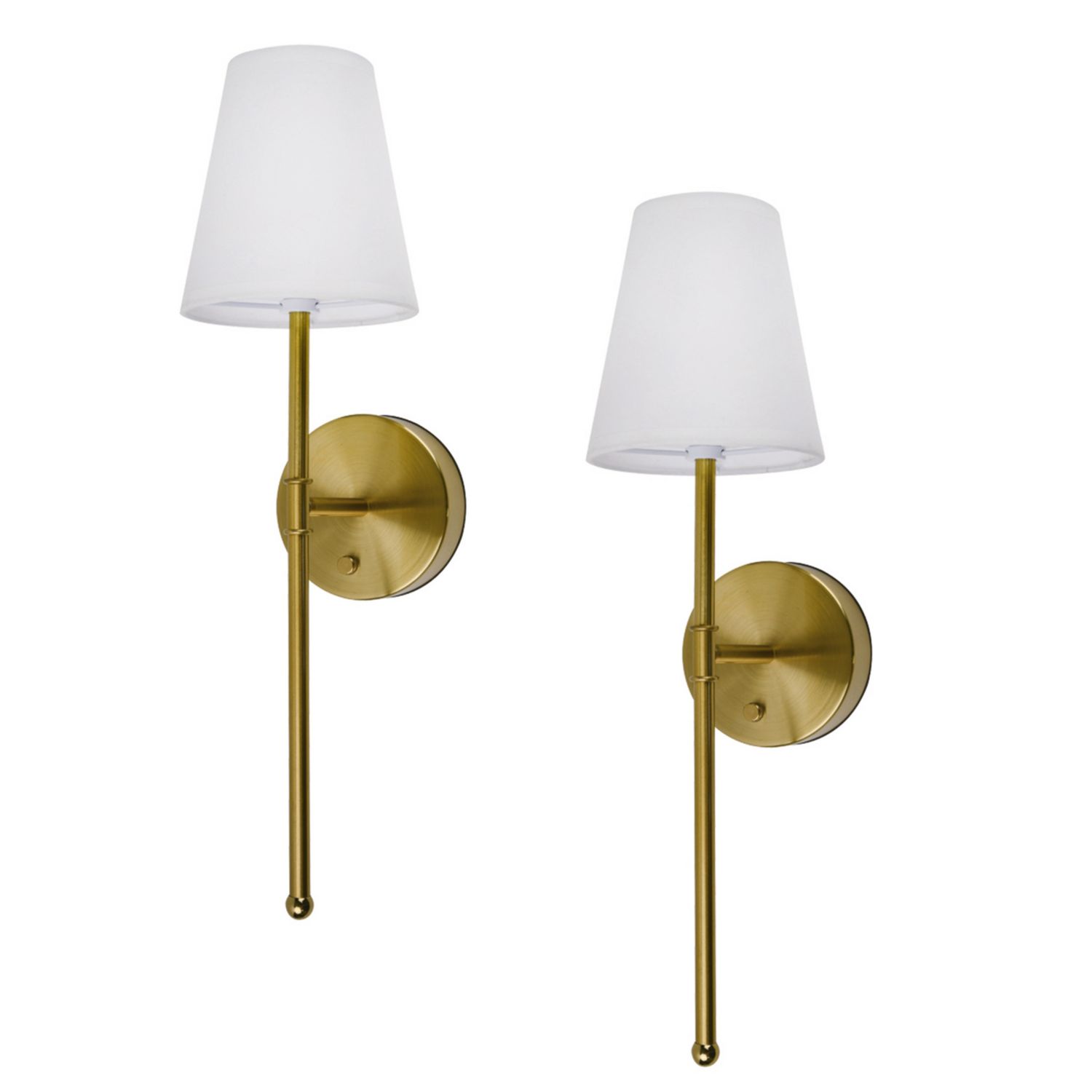 UME Multi Colour Rechargeable LED Gold Wall Lights with Tapered Shade 4.9W 200lm 2 Pack (159EF)