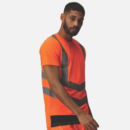 Regatta Pro Short Sleeve Hi-Vis T-Shirt Orange/Navy 2X Large 50" Chest
