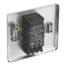 LAP  1-Gang 2-Way LED Dimmer Switch  Brushed Steel with Colour-Matched Inserts