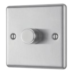 LAP  1-Gang 2-Way LED Dimmer Switch  Brushed Steel with Colour-Matched Inserts