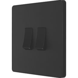 British General Evolve 20 A  16AX 2-Gang 2-Way Light Switch  Matt Black with Black Inserts