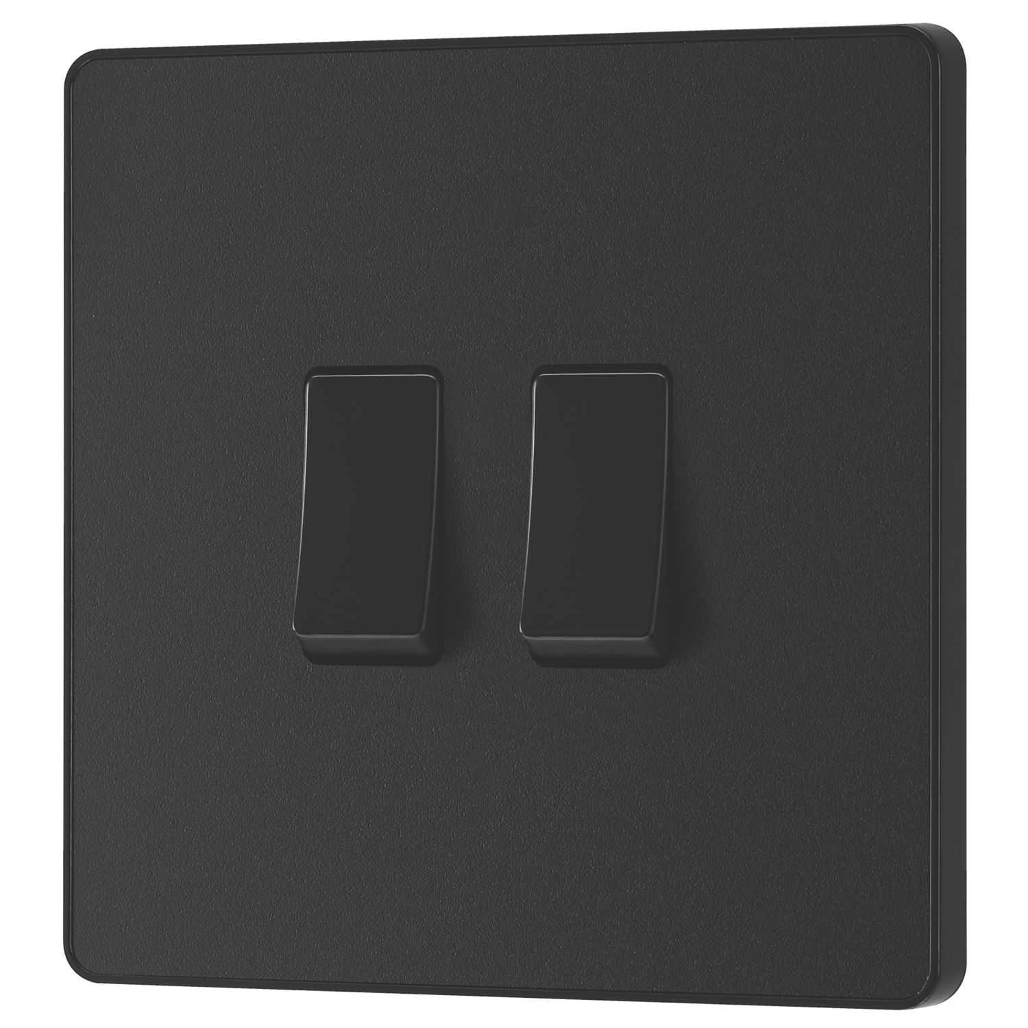 British General Evolve 20 A 16AX 2-Gang 2-Way Light Switch Matt Black with Black Inserts (159PY)