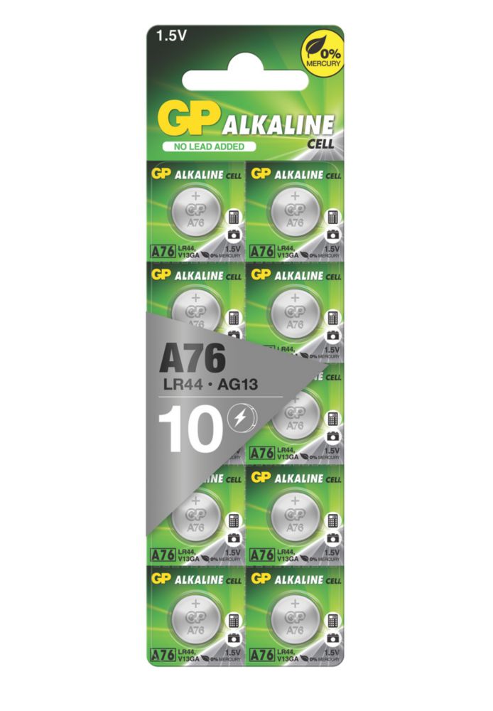 GP Batteries LR44 Button Cell Battery 10 Pack Screwfix