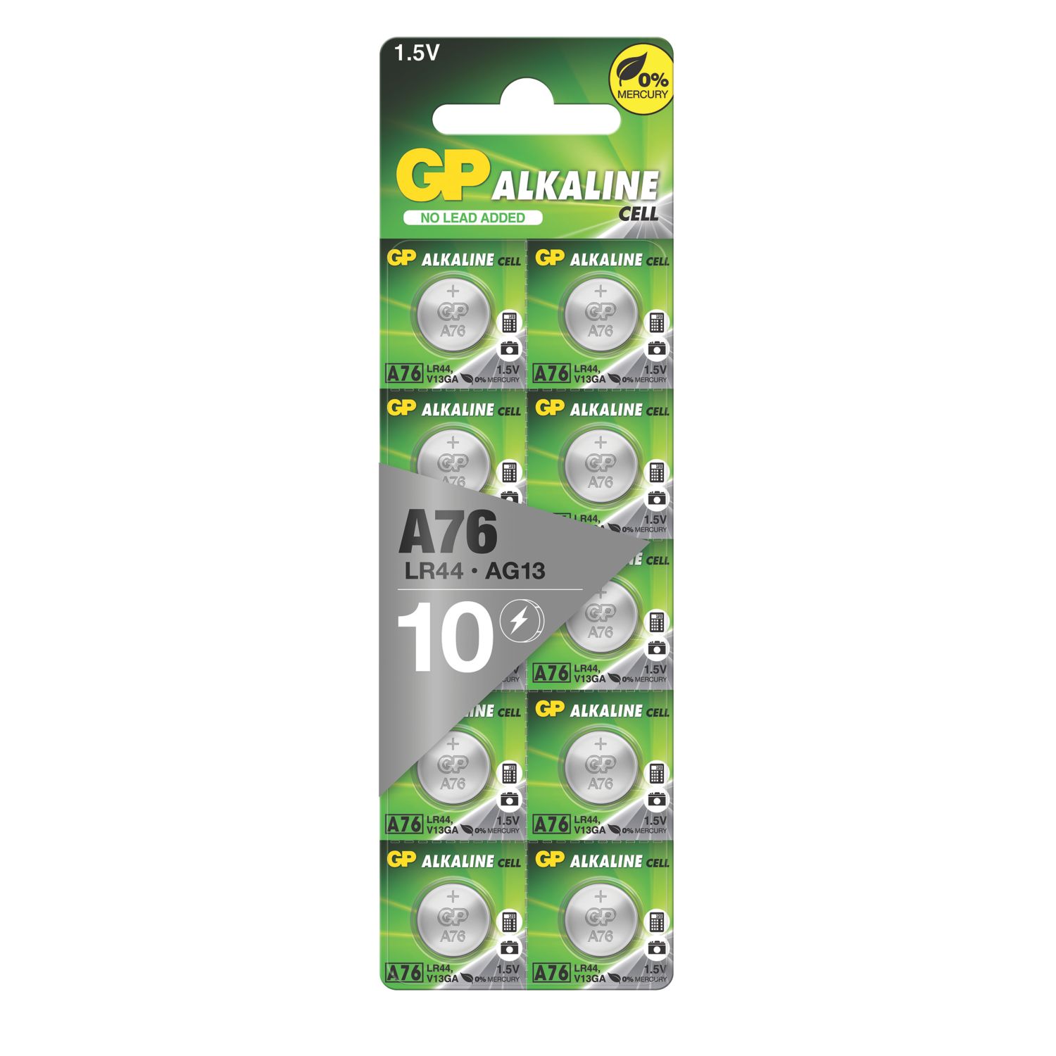 GP Batteries LR44 1.5V Button Cell Alkaline Batteries 10 Pack (159RM)