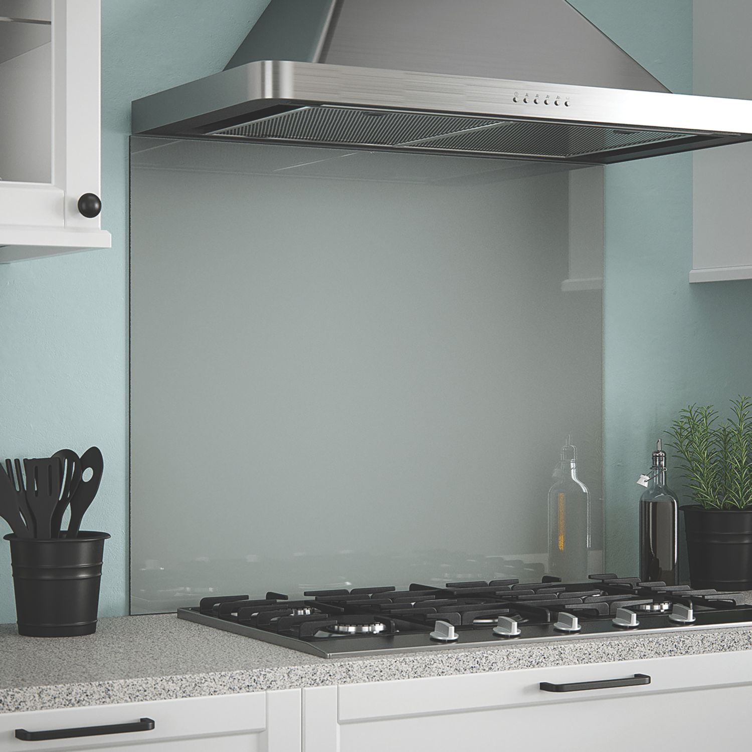 Splashback Slate Grey Self-Adhesive Glass Kitchen Splashback 900mm x 750mm x 6mm (159RX)