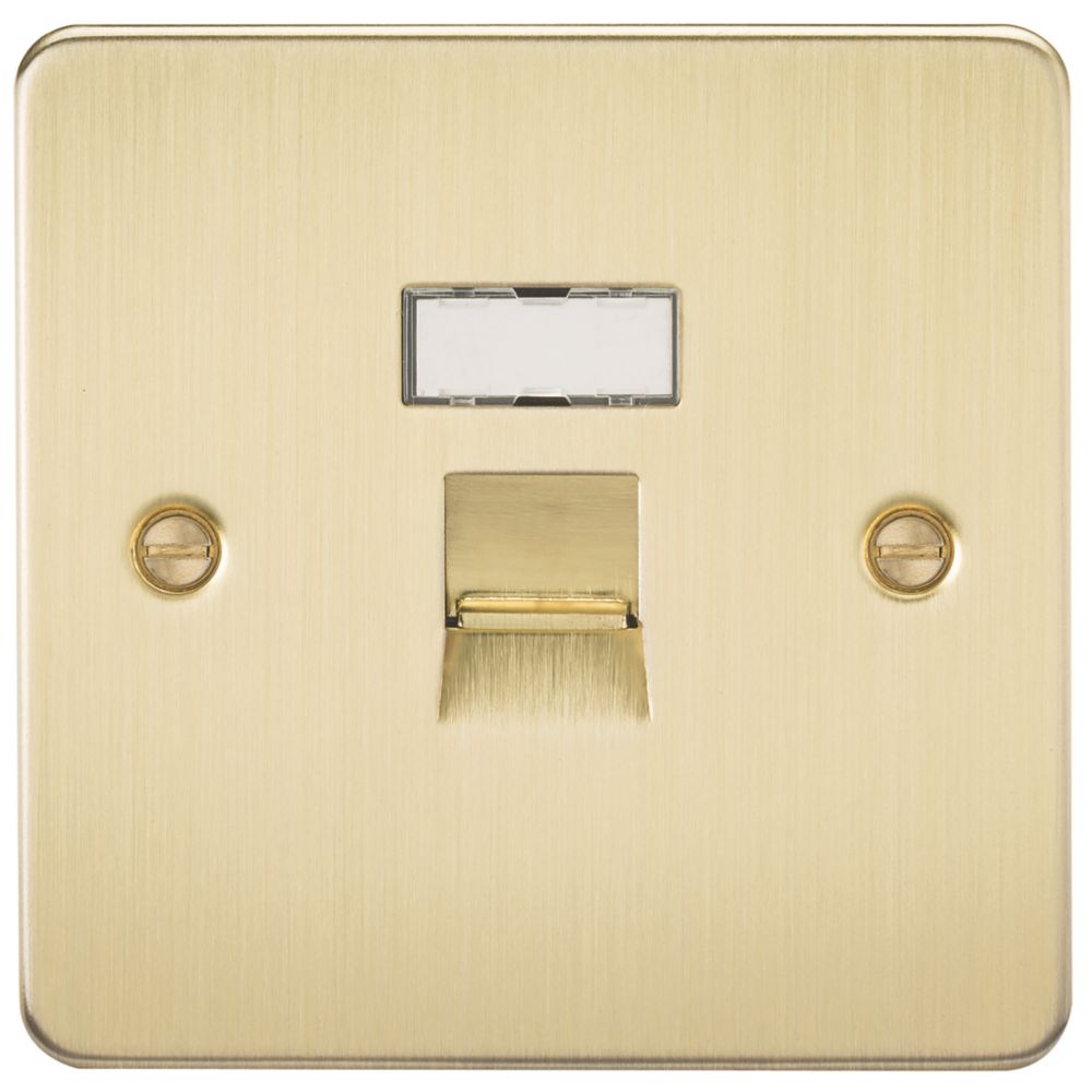 Knightsbridge 1-Gang RJ45 Ethernet Socket Brushed Brass - Screwfix