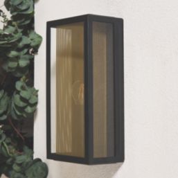 Zink Cuba Outdoor Wall Lantern Light Fitting Black/Brass