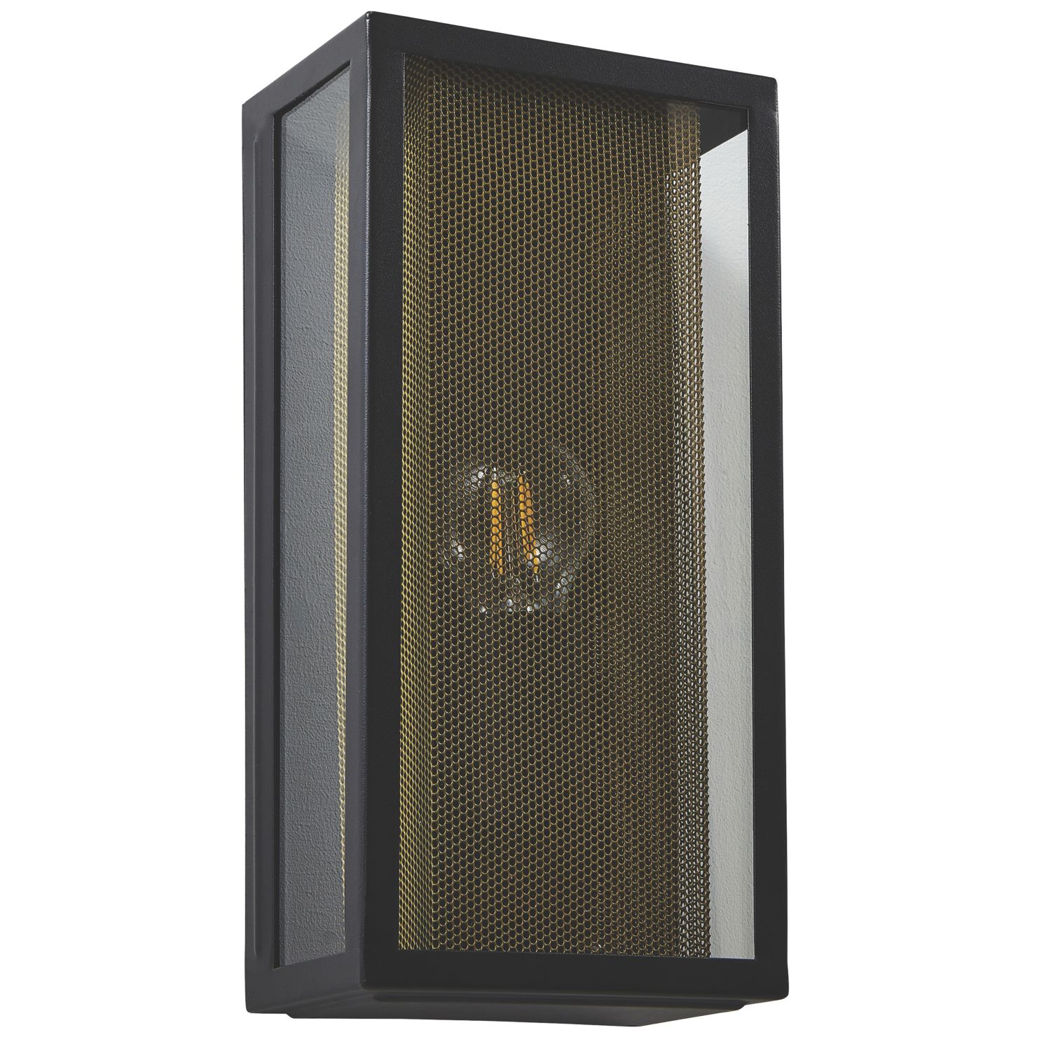 Zink Cuba Outdoor Wall Lantern Light Fitting Black/Brass (159VJ)