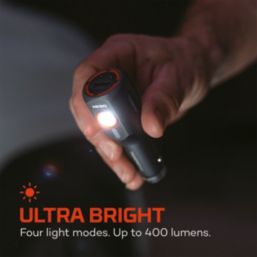 Nebo Transport Rechargeable LED 2 Outlet Type A & C USB Torch with USB Car Chargers Grey 400lm