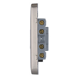 Schneider Electric Lisse Deco 13A Unswitched Fused Spur  Brushed Stainless Steel with Black Inserts