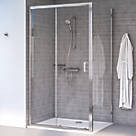 Aqualux Edge 8 Semi-Frameless Rectangular Shower Enclosure Reversible Left/Right Opening Polished Silver 1200mm x 760mm x 2000mm