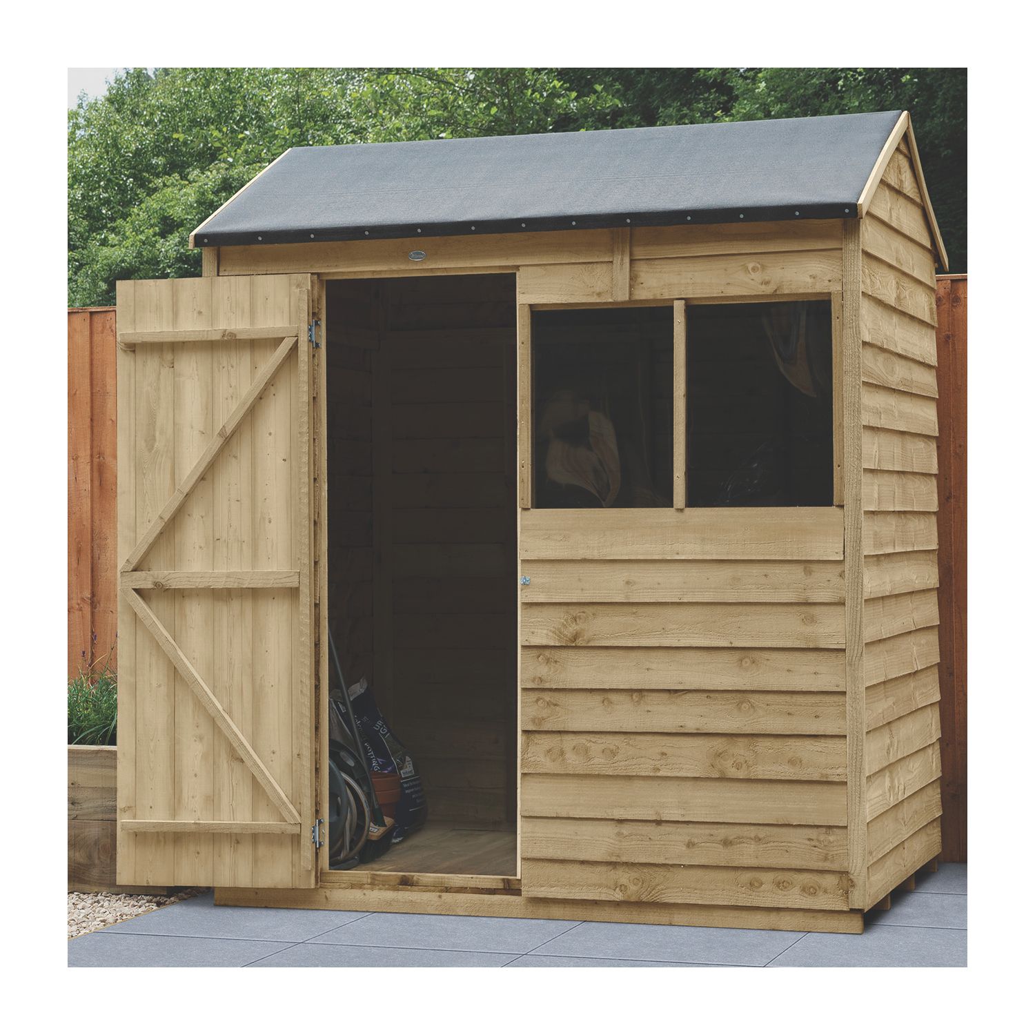 Forest 6' x 4' (Nominal) Reverse Apex Overlap Timber Shed with Base (160JR)