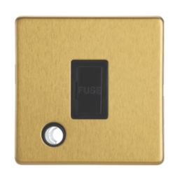 Contactum Lyric 13A Unswitched Fused Spur & Flex Outlet  Brushed Brass with Black Inserts