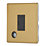 Contactum Lyric 13A Unswitched Fused Spur & Flex Outlet  Brushed Brass with Black Inserts