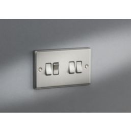 Knightsbridge  10AX 4-Gang 2-Way Light Switch  Brushed Chrome