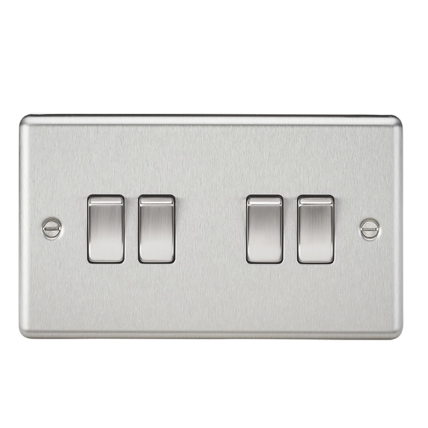 Knightsbridge 10AX 4-Gang 2-Way Light Switch Brushed Chrome (160VF)