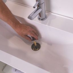 Top-Fix Unslotted Push Button Basin Waste Brushed Brass 60mm