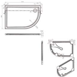 Milan Offset Quadrant Bathroom Shower Tray & Waste Right-Handed White Gloss 1200mm x 800mm x 40mm