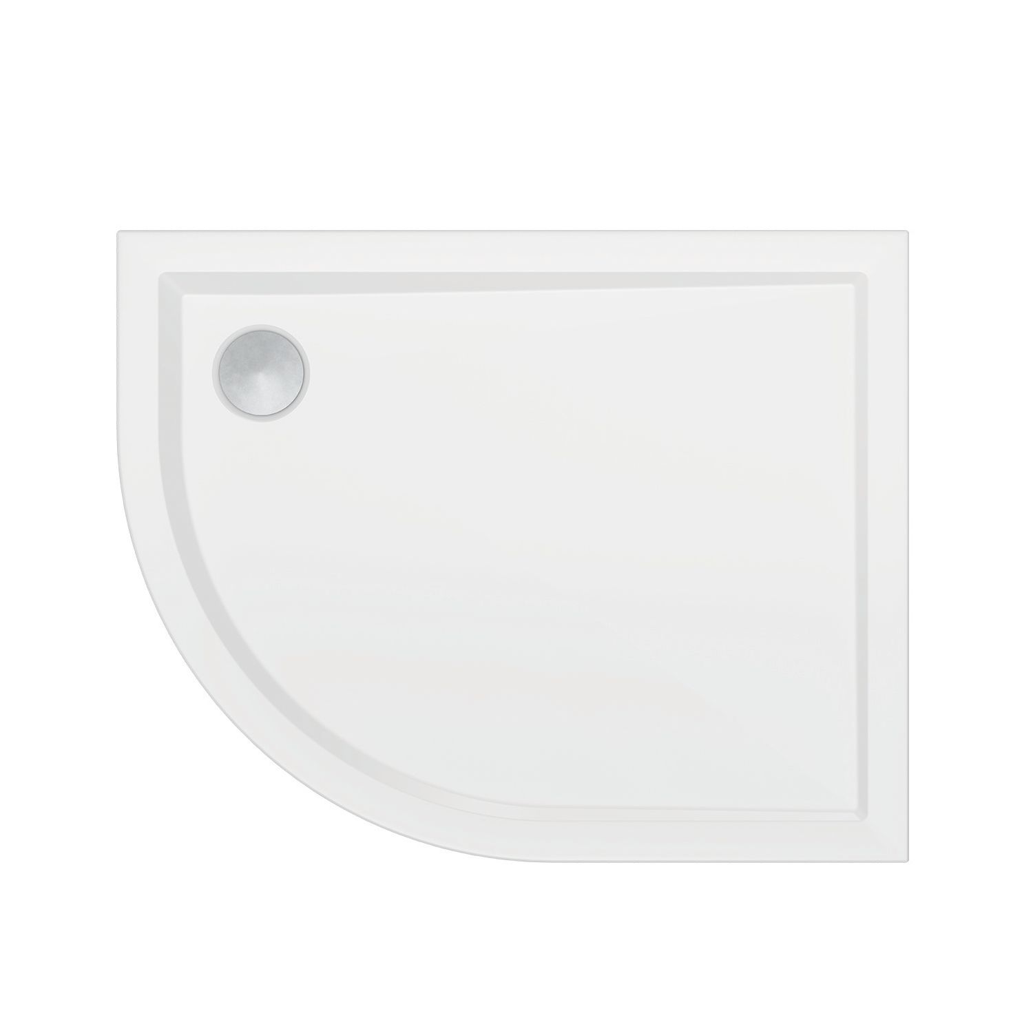 Milan Offset Quadrant Bathroom Shower Tray & Waste Right-Handed White Gloss 1200mm x 800mm x 40mm (161AE)