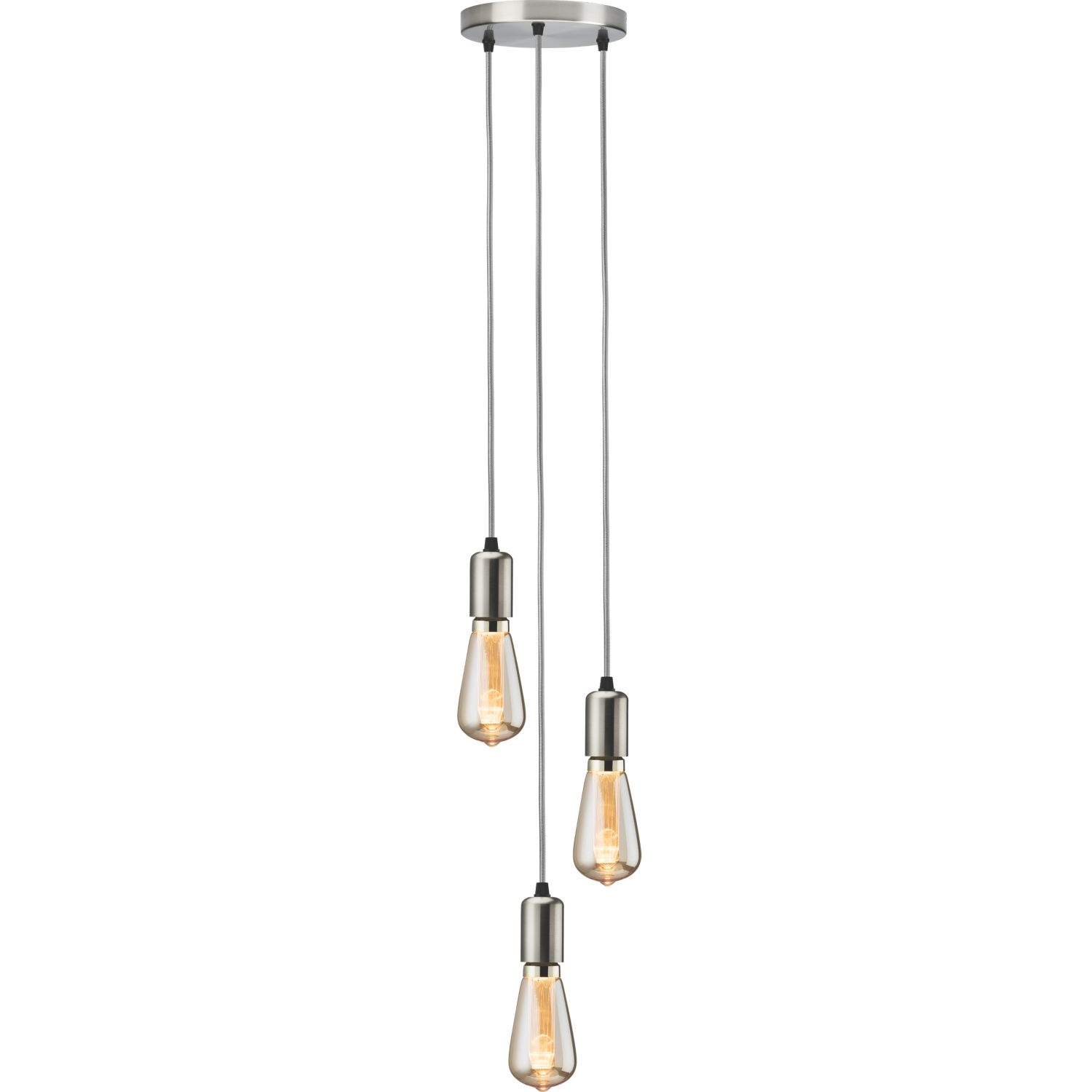Knightsbridge Contemporary Style 3-Light Pendant Brushed Chrome (161GE)