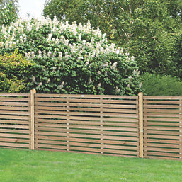 Forest  Single-Slatted  Garden Fence Panel Natural Timber 6' x 3' Pack of 3