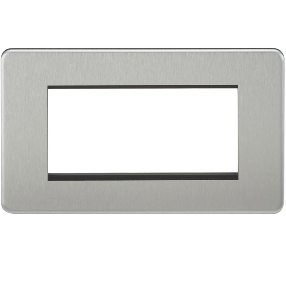 Knightsbridge Screwless 4-Module Modular Faceplate Brushed Chrome ...