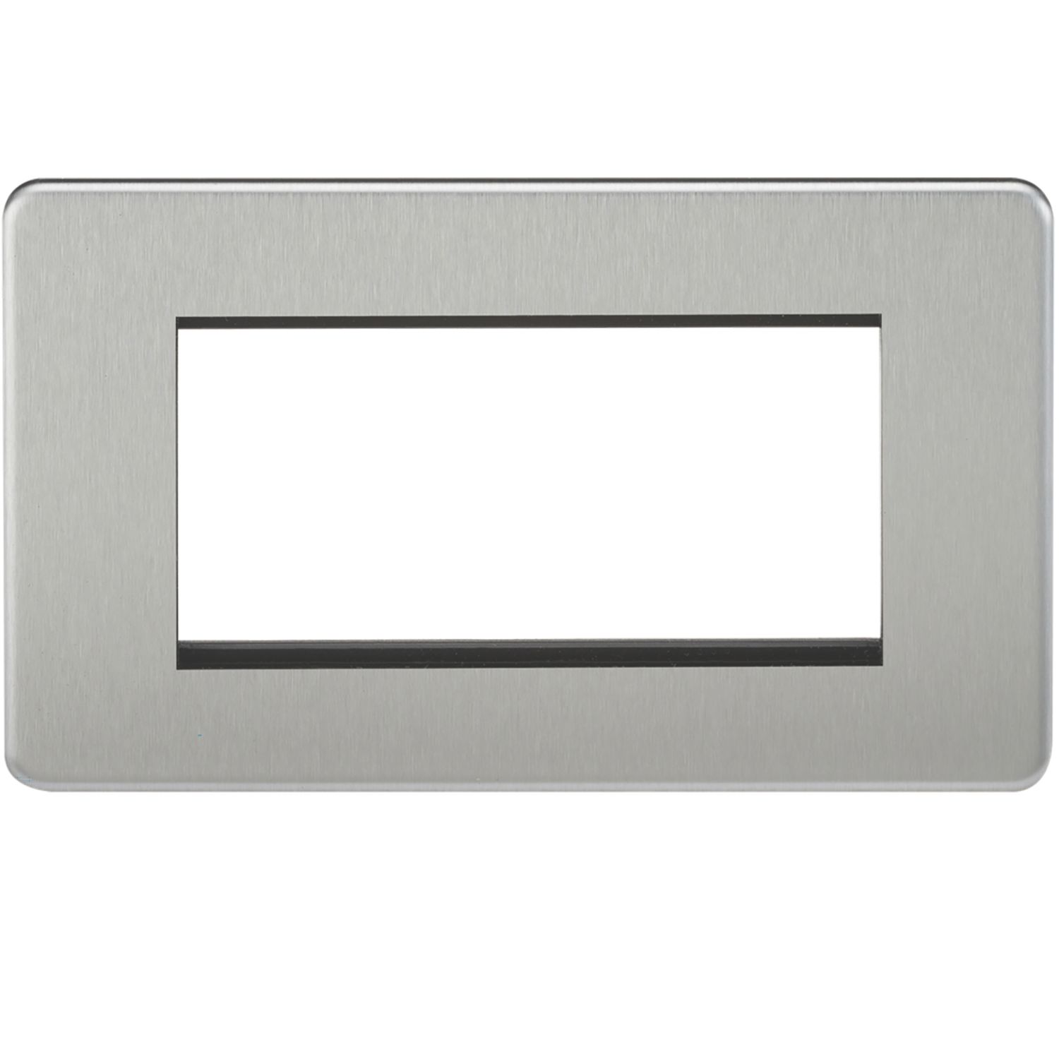 Knightsbridge Screwless 4-Module Modular Faceplate Brushed Chrome (161YA)