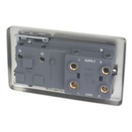 Hager Sollysta WRCC50NBSB 45A 1-Gang 2P+E Cooker Switch Brushed Steel with LED with Black Inserts