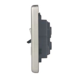 Hager Sollysta WRCC50NBSB 45A 1-Gang 2P+E Cooker Switch Brushed Steel with LED with Black Inserts