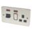 Hager Sollysta WRCC50NBSB 45A 1-Gang 2P+E Cooker Switch Brushed Steel with LED with Black Inserts