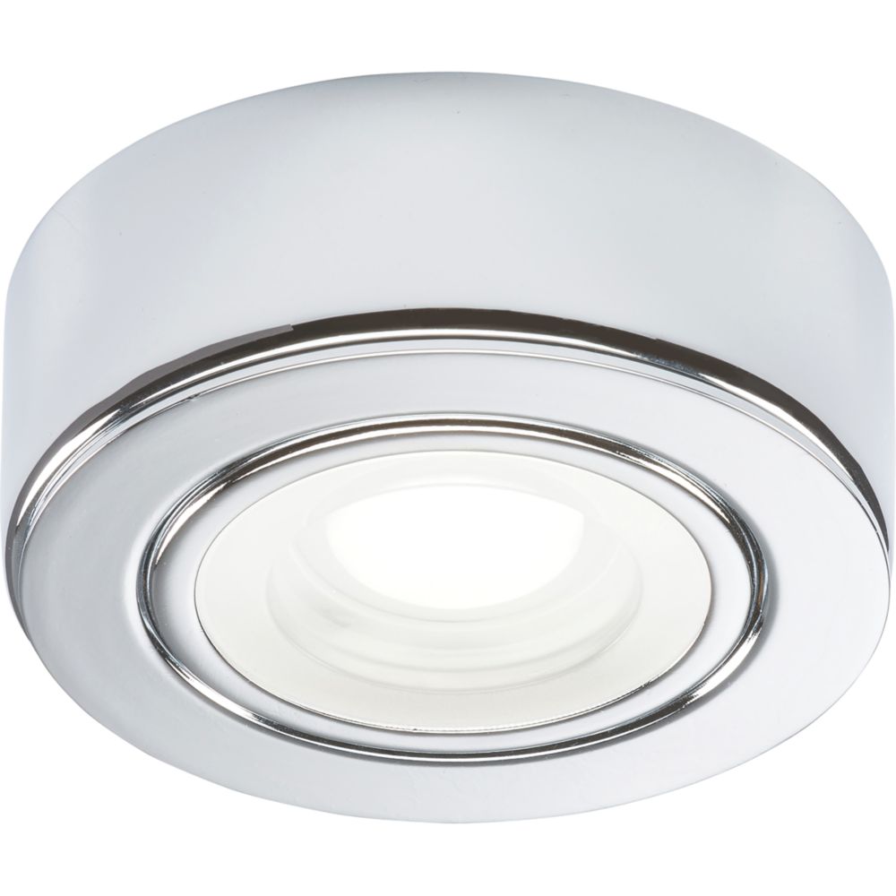 Knightsbridge Cab Round Led Under Cabinet Light Polished Chrome W