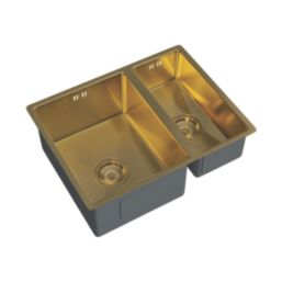 ETAL Elite 1.5 Bowl Stainless Steel Inset / Undermount Kitchen Sink Brushed Gold 555mm x 440mm