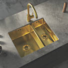 ETAL Elite 1.5 Bowl Stainless Steel Inset / Undermount Kitchen Sink Brushed Gold 555mm x 440mm