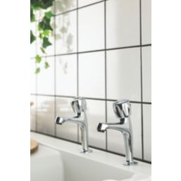 Streame by Abode  Pillar Round Head Taps Chrome 1 Pair