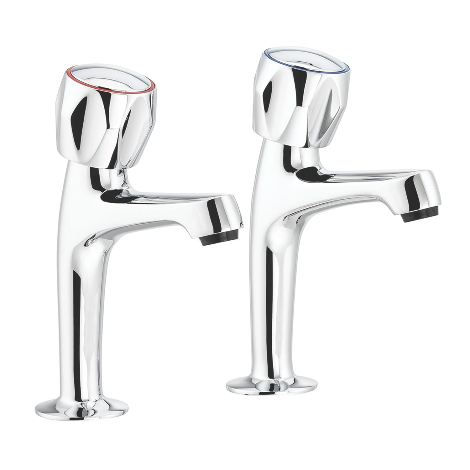 Streame by Abode Pillar Round Head Taps Chrome 1 Pair (162JM)