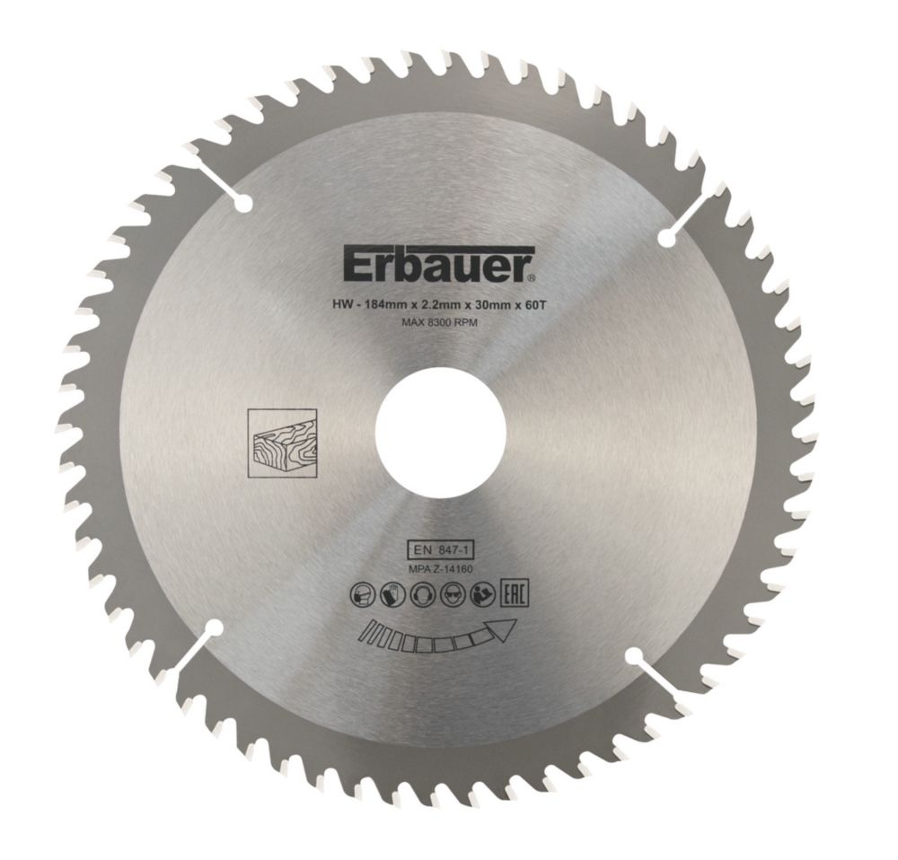 Erbauer Wood Circular Saw Blade 184mm x 30mm 60T Screwfix