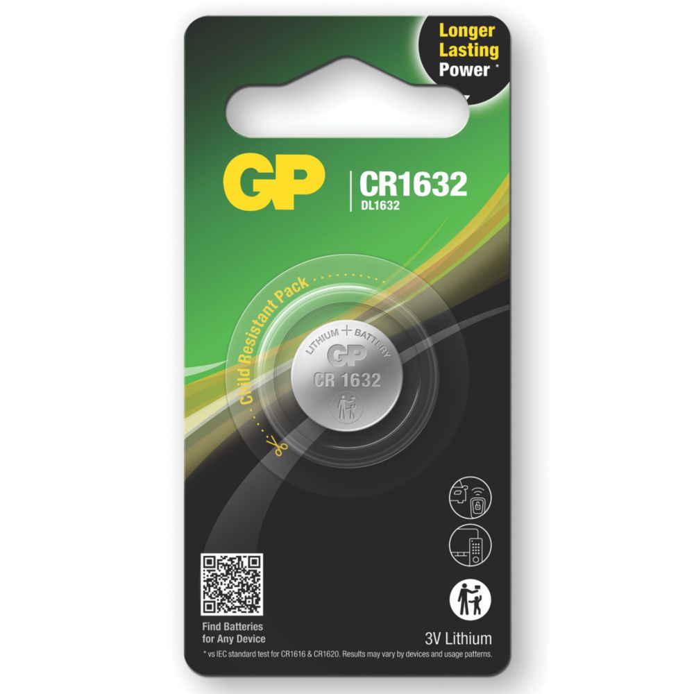 GP Batteries CR1632 3V Coin Cell Lithium Battery - Screwfix