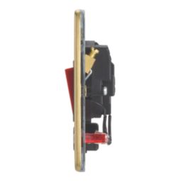 Contactum Lyric 32A 1-Gang DP Control Switch & Flex Outlet Brushed Brass with Neon with Black Inserts